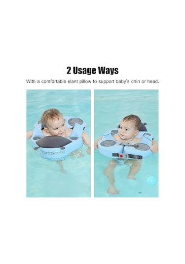 Moveevo Mambobaby Şişirmesiz Bebek Yüzme Simidi: 8-36 Aylık, Su Geçirmez & Güneşlikli