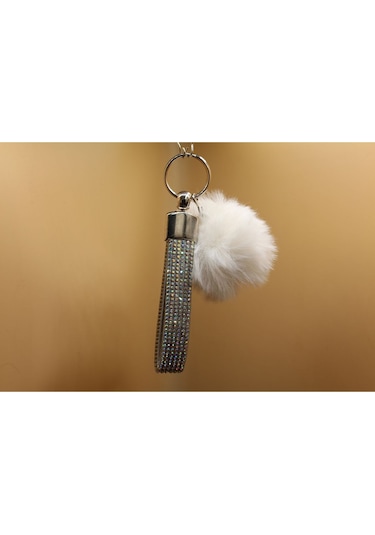 Yaldızlı Taşlı Minik Ponpon Seçenekli Anahtarlık