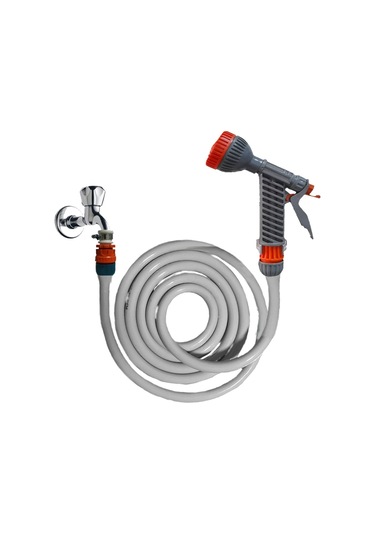 Plasyay Düz Sulama ve Yıkama Hortumu ve Gül Başlıklı Set 10 Metre