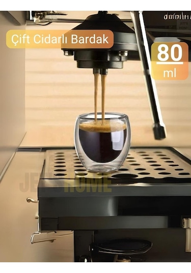 3 Lü Set Espresso Bardağı 80 Ml Kahve Bardağı Çift Cidarlı Bardak Viski Bardağı Şeffaf