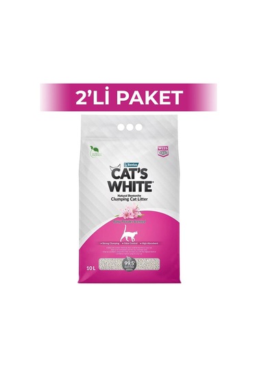 Cat's White Pudralı Bentonit Kedi Kumu 2 x 10 L