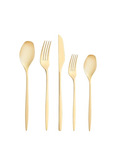 Emsan Alisa 30 Parça 6 Kişilik Parlak Gold Kutulu Çatal Kaşık Bıçak Takımı Gold