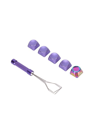 Metal Tuş Takımı Seti - 5 Parça, Güzel Dokular, Mor Renk Kaplama, Xda Profili