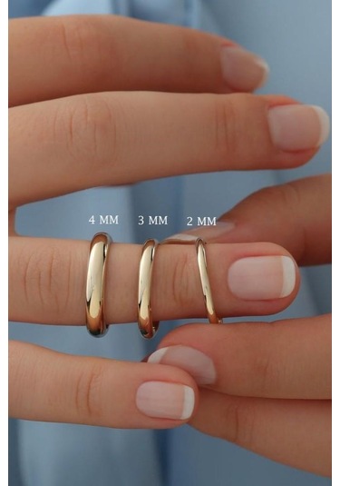 3mm İnce Bombeli Parlak Erkek Kadın Unisex Çelik Alyans Yüzük Cl27 Sarı