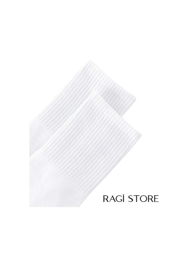 6'lı Beyaz-siyah Tenis Düz Çorap Çok Renkli