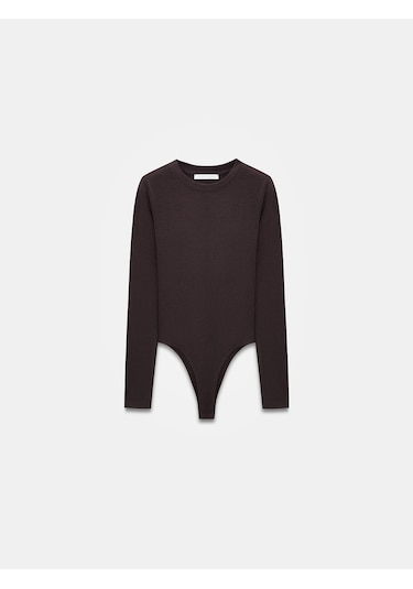 Dilvin 32695 Uzun Kollu Bodysuit-koyu Kahve Koyu Kahve