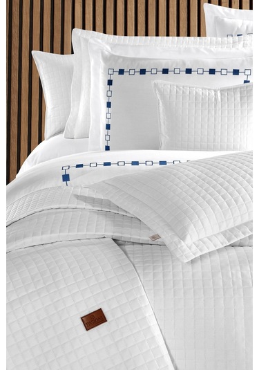 Elegante %100 Pamuk Saten Yatak Örtüsü Seti Beyaz Bej