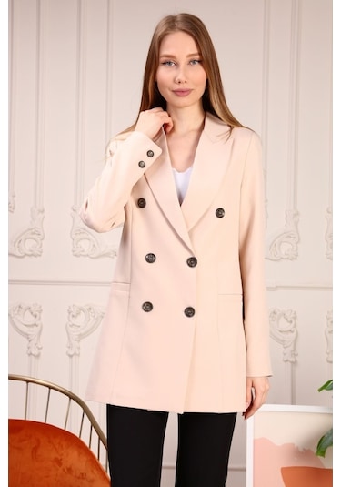 Aymeravm - Düğmeli Kadın Ceket - Rssm2604Ga Pudra