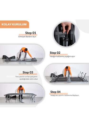 Kingcamp Banyan Double Çift Kişilik Katlanır Kampet Portatif Kamp Yatağı Siyah