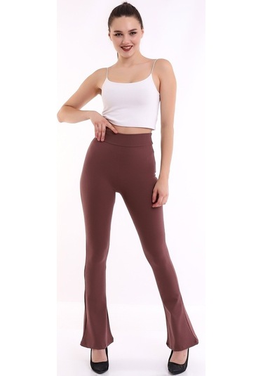 Kadın Kahve Yüksek Bel Fitilli Dayanıklı Örme Kumaş Toparlayıcı IKahve Kahverengi