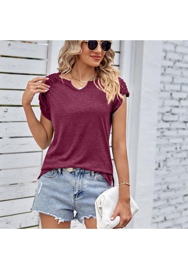 Yeşil Hnxc Kadın Modası Rahat Yazlık Düz Renk Baskılı Kısa Kollu U Yaka Bluzlar Ve Gömlekler Yeşil Hnxc Kadın Modası Rahat Yazlık Düz Renk Baskılı Kısa Kollu U Yaka Bluzlar Ve Gömlekler