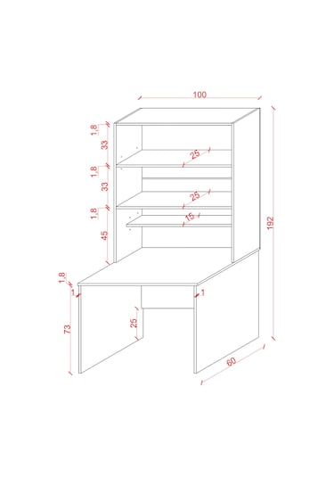 Asra Trend %100 Mdflam Raflı Çalışma Masası Bilgisayar Ofis Ders Masası Çm-03 Kül Gri