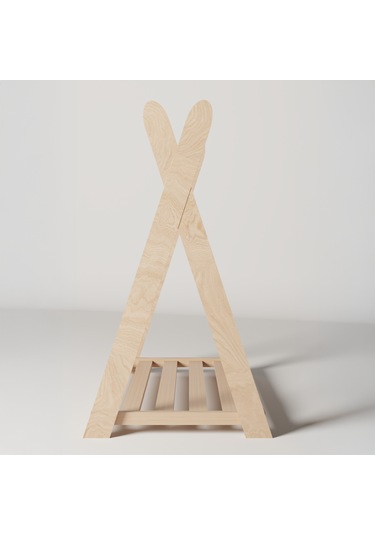 Montessori Ahşap Açık Giysi Dolabı Çocuk Elbise Askılığı Ahşap