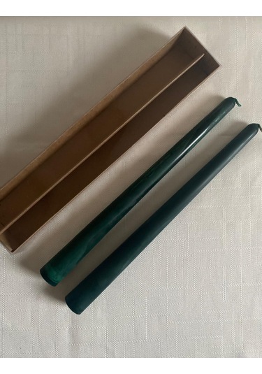 Şamdan Mum - 2 'lü Set % 100 Soya Wax Doğal Mum Yeşil Renk