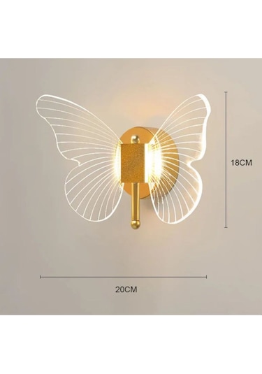 Modern Tasarım Butterfly Aplik Gold Sarı Kelebek Duvar Apliği Gold