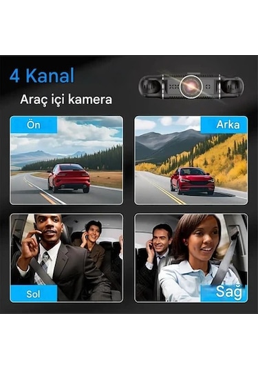 Araç Kamerası - 4 Kameralı - Gps Takip - G Sensör - 1080p Kayıt -