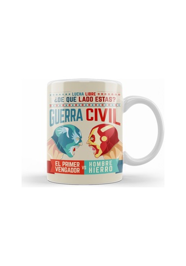 Lucha Libre Cap Ve Iron Man Kupa Bardak Porselen No24819 Karışık