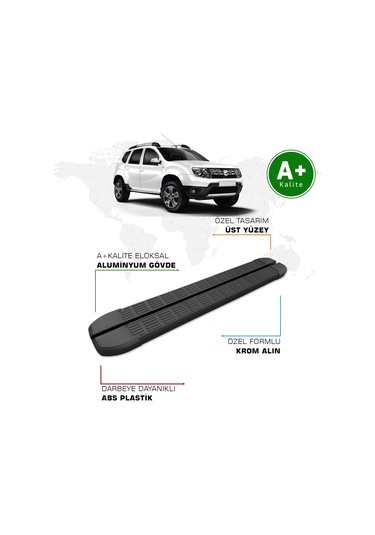 Dacia Duster Yan Basamak 2010 2017 Model S-line Siyah