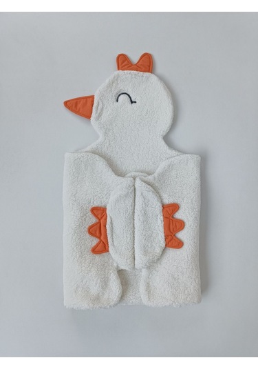 Kışlık Wellsoft Peluş Kuzu Kumaş Bebek Battaniyesi- Çok Amaçlı Minik Kuş Bebek Örtüsü -120x120cm Ekru