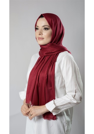 Bordo İnce Çizgili Şal Viskon Kumaş Bursa Dolama 202111 16 Bordo