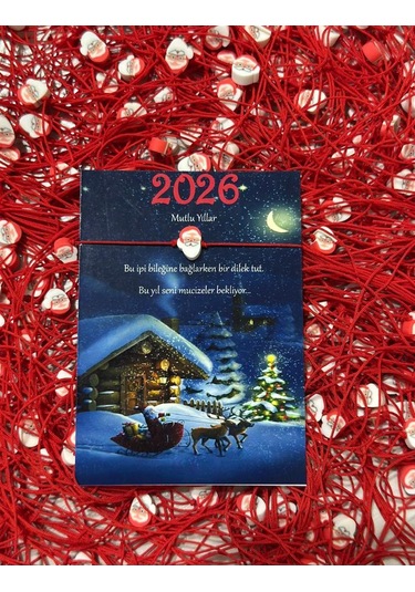 Yılbaşı Yeni Yıl Dilek Bilekliği 2026 Özel Tasarım Kartlı Hediyelik 10 Adet