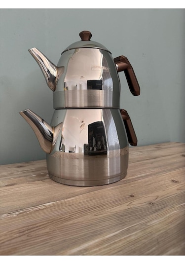 Elmas Çelik Çaydanlık Takımı Mega Boy Bakır