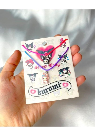 Kuromi & Melody Renkli İpli Bff Kolye Seti Çok REnkli