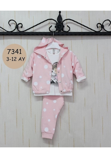 Candysbebe Kız Cocuk 3 Parça Takım 3-12 Ay Pembe