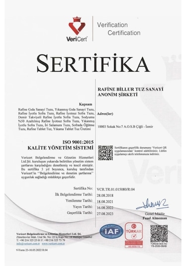 Kabinet Yumşatma Sistemi Billur Tablet Tuzu 25 Kg