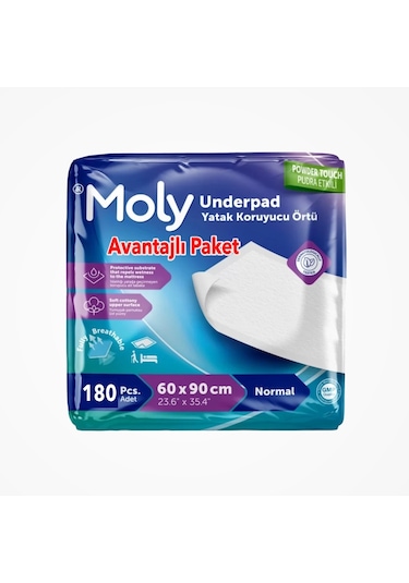Moly Yatak Koruyucu 60cm X 90cm 30'lu Paket X 6 180 Adet