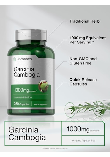 Horbaach Garcinia Cambogia Appetite Control Weight Loss 1000mg 250 Caps Aromasız