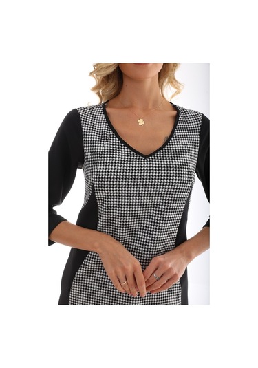 Etselements V Yaka Truvakar Kollu Kazayağı Mini Ofis Elbise