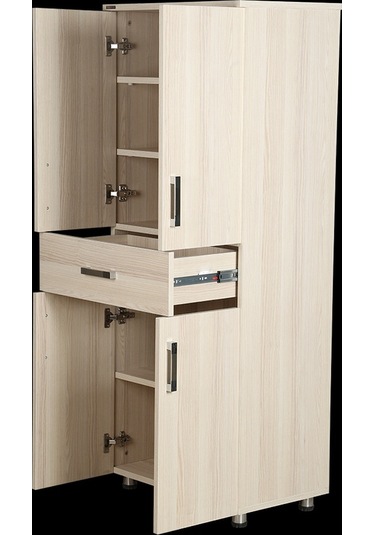 Çok Amaçlı Dolap Hard Parlak Carden Model Suntalem 4raf 1çekmece 150 Cm El Yapım Açık Kahverengi