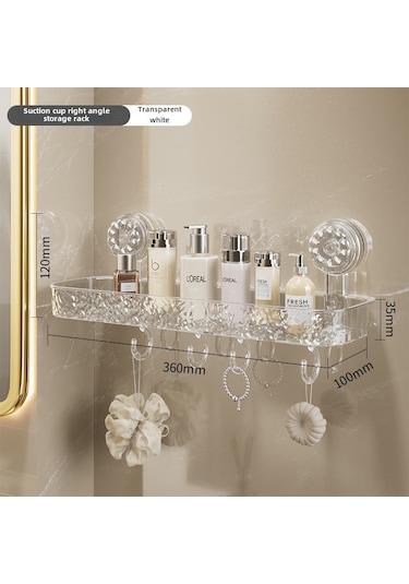 Reedark Banyo Tuvalet Duvarlı Taşınabilir Sıralama Rafı - Delme Yok Süction Cup Açık Beyaz Kareli Plastik Konforlu Depolama Diğer