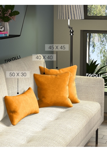 Kadife Dokulu Mandalina Turuncusu Kırlent Kılıfı Dream Serisi Punch Için Uygun Gizli Fermuar Mandalina Turuncusu