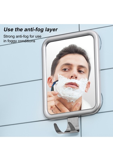 Tenfowee Banyo Duş Buhar Engelleyici Gözlük, Tıraş Ve Makyaj Aynası, Süpürge Ve Çanta Kancalı, Delme Yok, Gri-gümüş A1341900 Gümüş