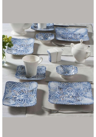 Güral Porselen Sipinoza 36 Parça Kahvaltı Seti 1006 Gbsspn36khr1006 - Mavi