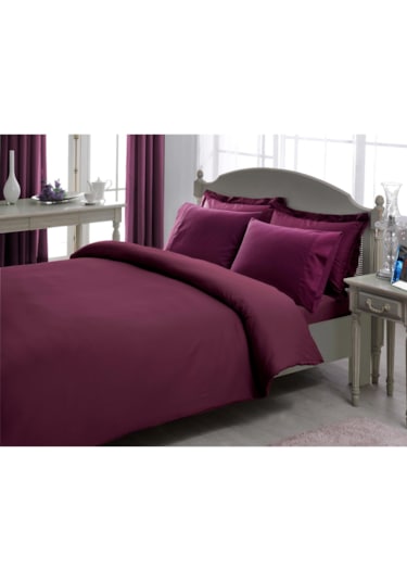 Taç Premium Basic Stripe King Size Çk Nevresim Takımı Mürdüm
