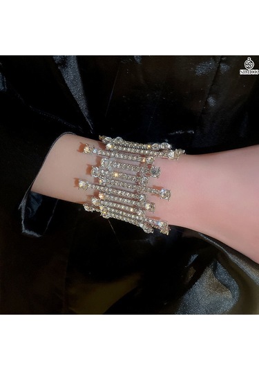 Tam Elmas Bilezik, Tasarımcı Bilezik, Havalı Feng Shui Elmas Elastik Bilezik Beyaz