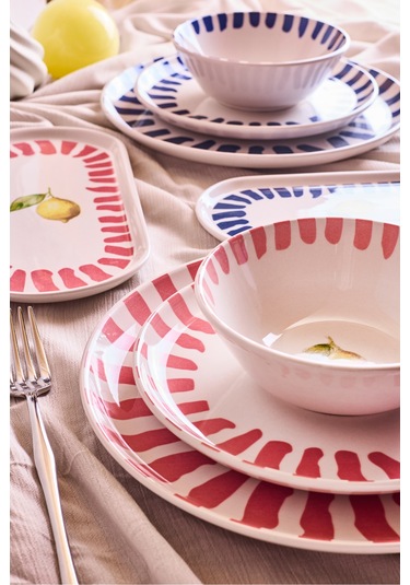 Limone 8 Parça 2 Kişilik Yemek Takımı Cokrenklı Desenli