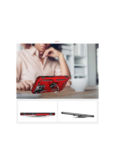 Realme C21 Kılıf Sofya Yüzüklü Standlı Zırhlı Silikon Kılıf