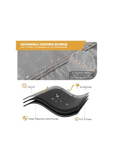 Haegs Bahçe Mobilyası Örtüsü, 250-210-90cm, Ağır Hizmet Oxford Kumaş, Su Geçirmez, Dış Mekan Veranda Masa Örtüsü, Havalandırmalı Masa Ve Sandalye Koruma Kılıfı Gri