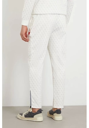 Guess Erkek Tamamı Logolu Jogger Pantolon Beyaz