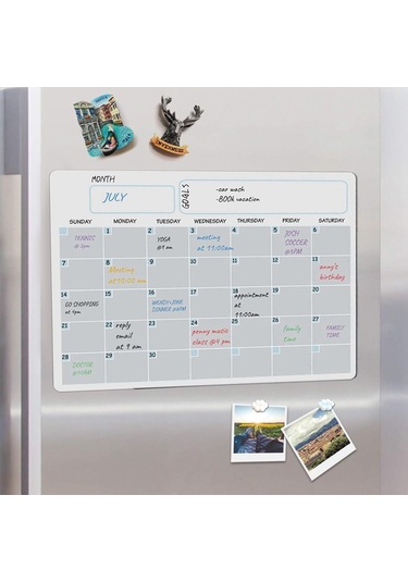A3 Manyetik Beyaz Tahta Kuru Silinebilir Takvim Seti Buzdolabı İçin 17x12 İnç