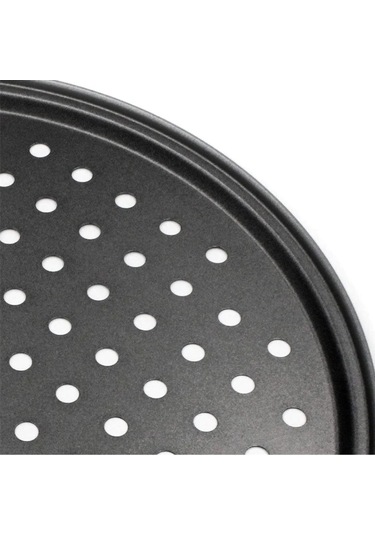 Teflon Delikli Pizza Tepsisi-tavası/ Lahmacun Pide Tepsisi 32 Cm Siyah