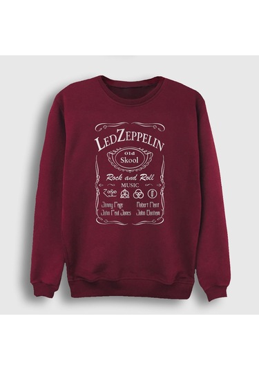 Presmono Unisex Old Led Zeppelin Sweatshirt Bordo