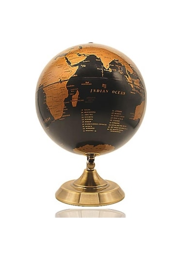 Gold Metal Kaideli Siyah Dünya Küresi 20 X 30 Cm