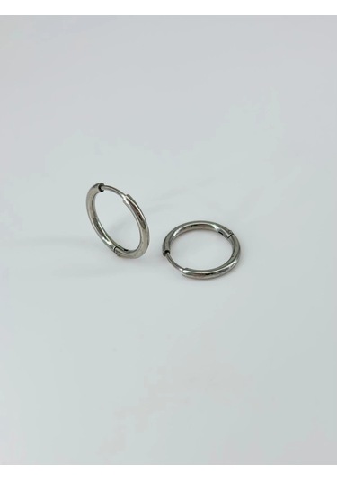 Rodyum Çelik Erkek Küpe Çap 14 Mm Kalınlık 2 Mm - Ekp0005 Çok Renkli