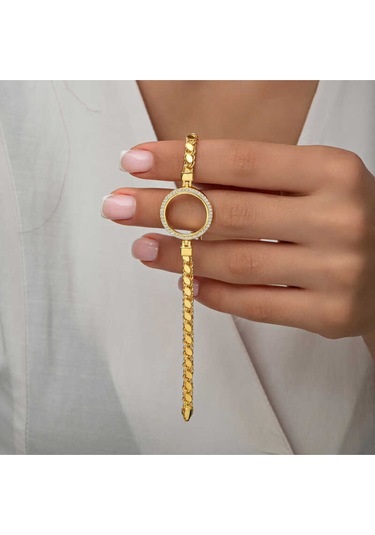 Casera's Gümüş Çeyrek Takılabilen Altın Kaplama Kadın Bileklik Csr2184534 Gümüş