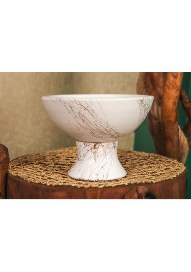 Bitki Tasarımı Beyaz Üzeri Gold Kendinden Ayaklı Aranjman Saksı